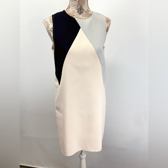 TOPSHOP Blue and Cream color block sleeveless Mini Dress size M - Picture 9 of 13